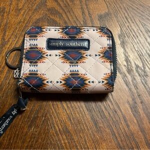 Simply Southern Quilted Aztec Wallet in Blue and Cream